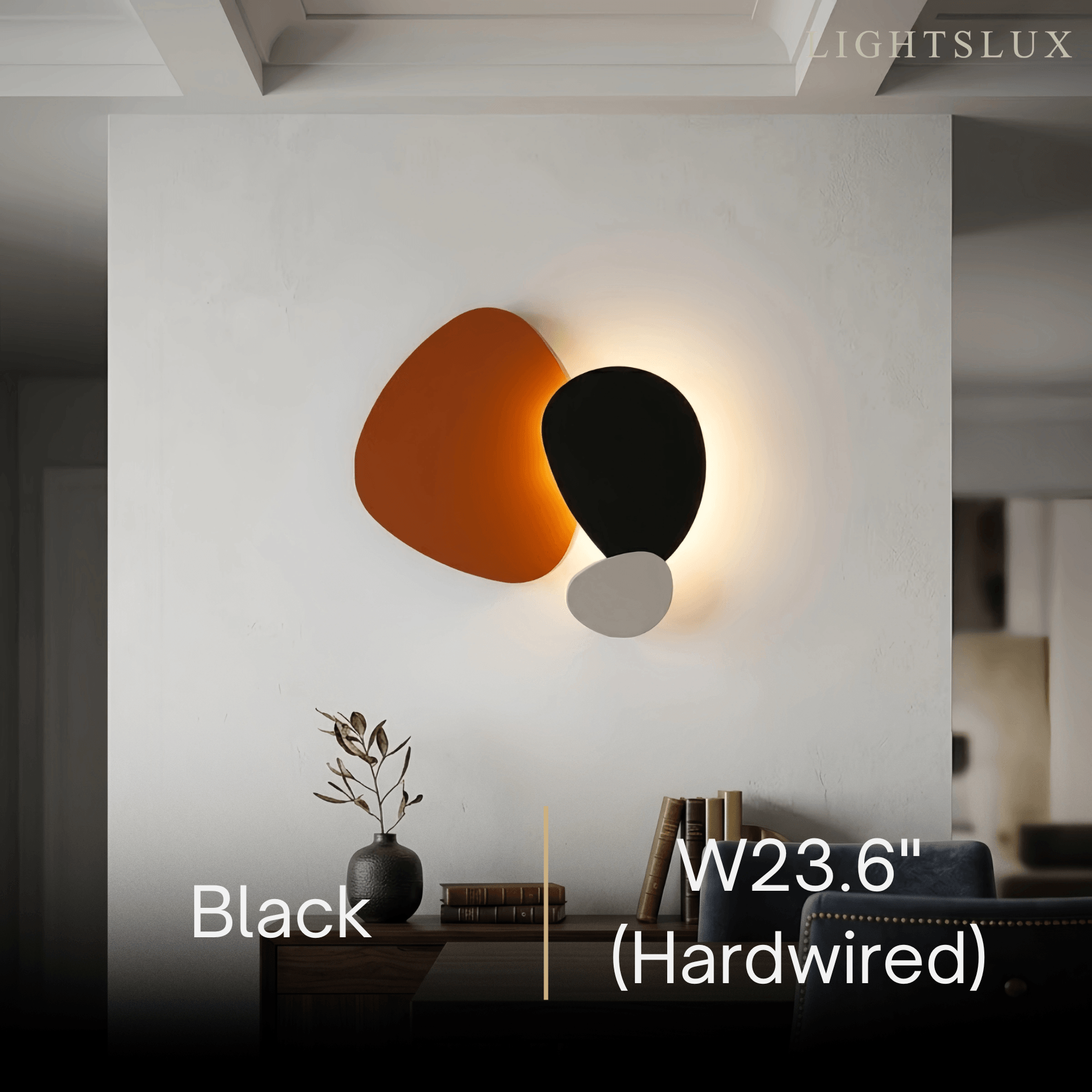 Art Deco Skulpturale Wandleuchte – Orange+Schwarz/Blau für Wohnzimmer/Schlafzimmer – Flindria