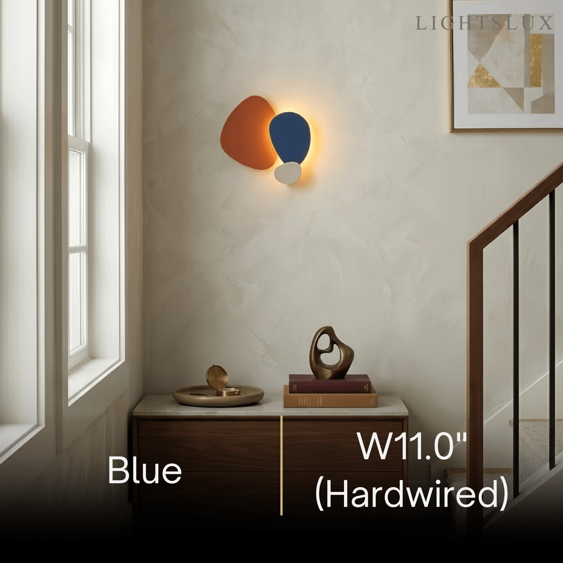 Art Deco Skulpturale Wandleuchte – Orange+Schwarz/Blau für Wohnzimmer/Schlafzimmer – Flindria