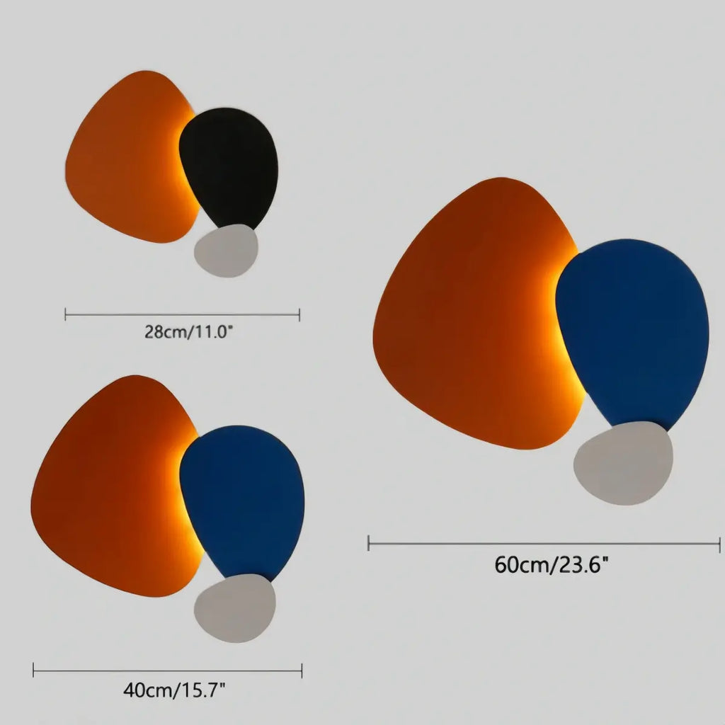Art Deco Skulpturale Wandleuchte – Orange+Schwarz/Blau für Wohnzimmer/Schlafzimmer – Flindria