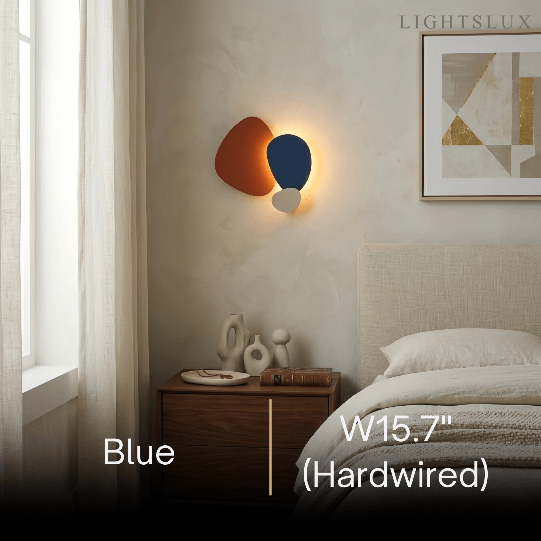 Art Deco Skulpturale Wandleuchte – Orange+Schwarz/Blau für Wohnzimmer/Schlafzimmer – Flindria