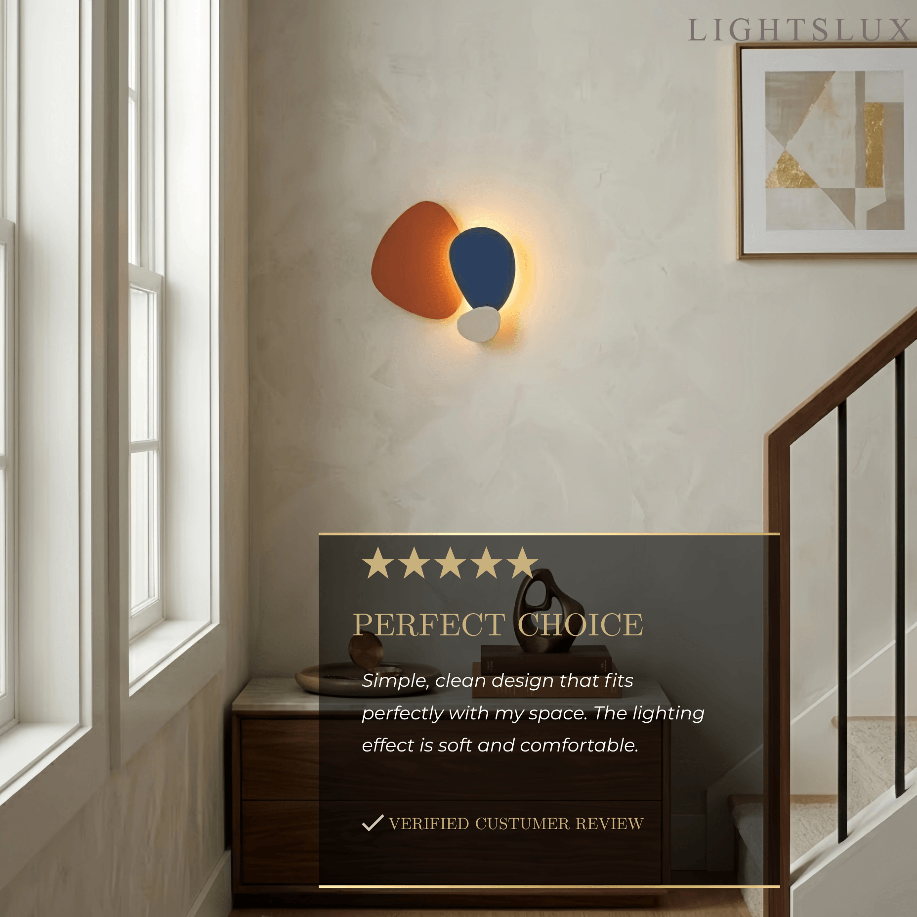 Art Deco Sculptural Wall Lamp – Orange+Black/Blue for Living Room / Bedroom - Flindria