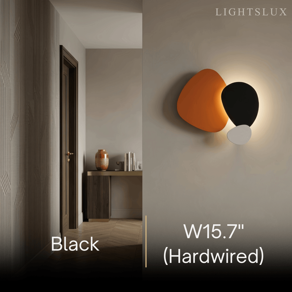 Art Deco Skulpturale Wandleuchte – Orange+Schwarz/Blau für Wohnzimmer/Schlafzimmer – Flindria