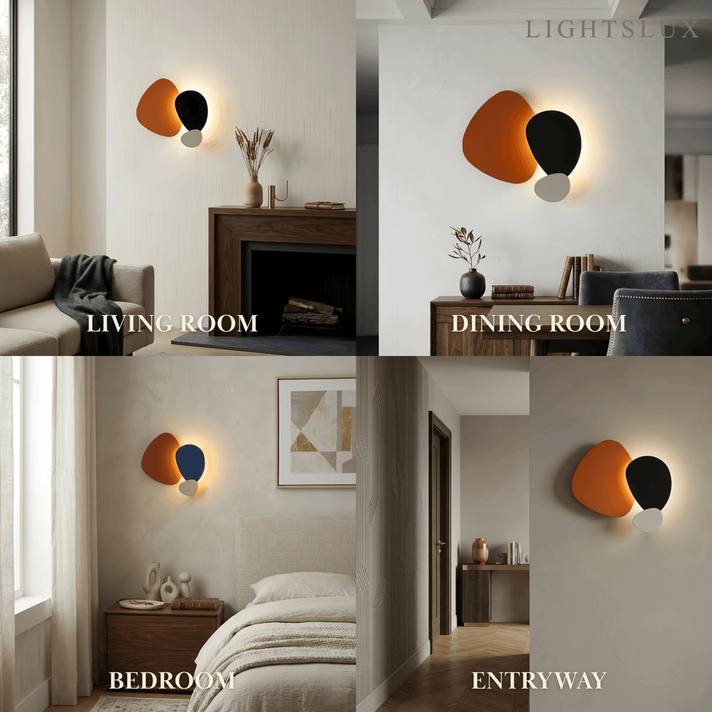 Art Deco Skulpturale Wandleuchte – Orange+Schwarz/Blau für Wohnzimmer/Schlafzimmer – Flindria