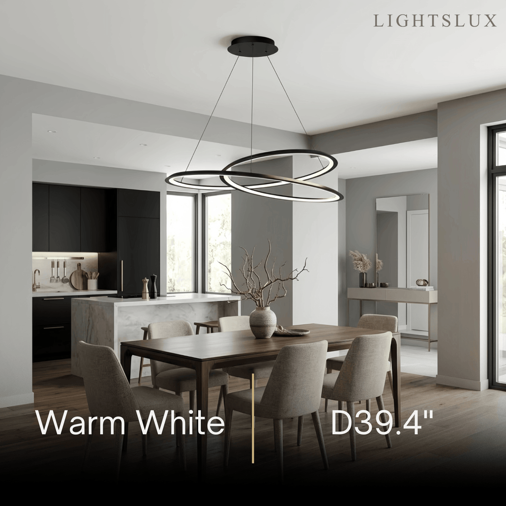 Nordic Swirl Chandelier – Black Metal Sculptural Design for Living Room / Dining Room - Flindria