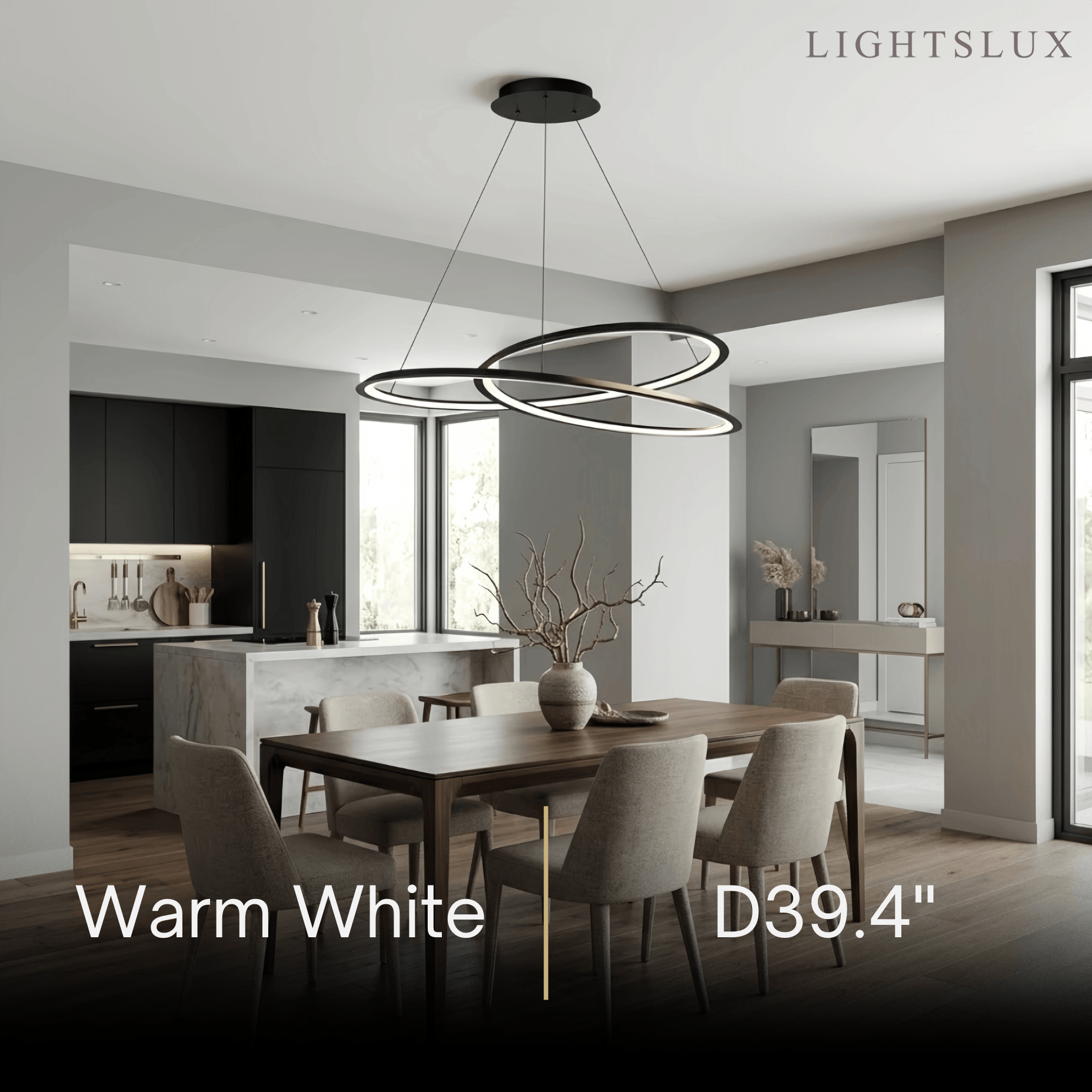 Nordic Swirl Chandelier – Black Metal Sculptural Design for Living Room / Dining Room - Flindria