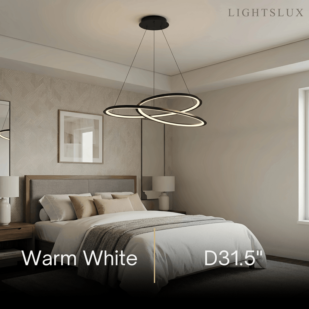 Nordic Swirl Chandelier – Black Metal Sculptural Design for Living Room / Dining Room - Flindria