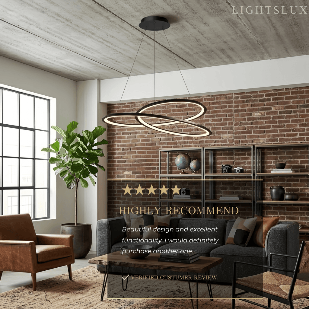 Nordic Swirl Chandelier – Black Metal Sculptural Design for Living Room / Dining Room - Flindria
