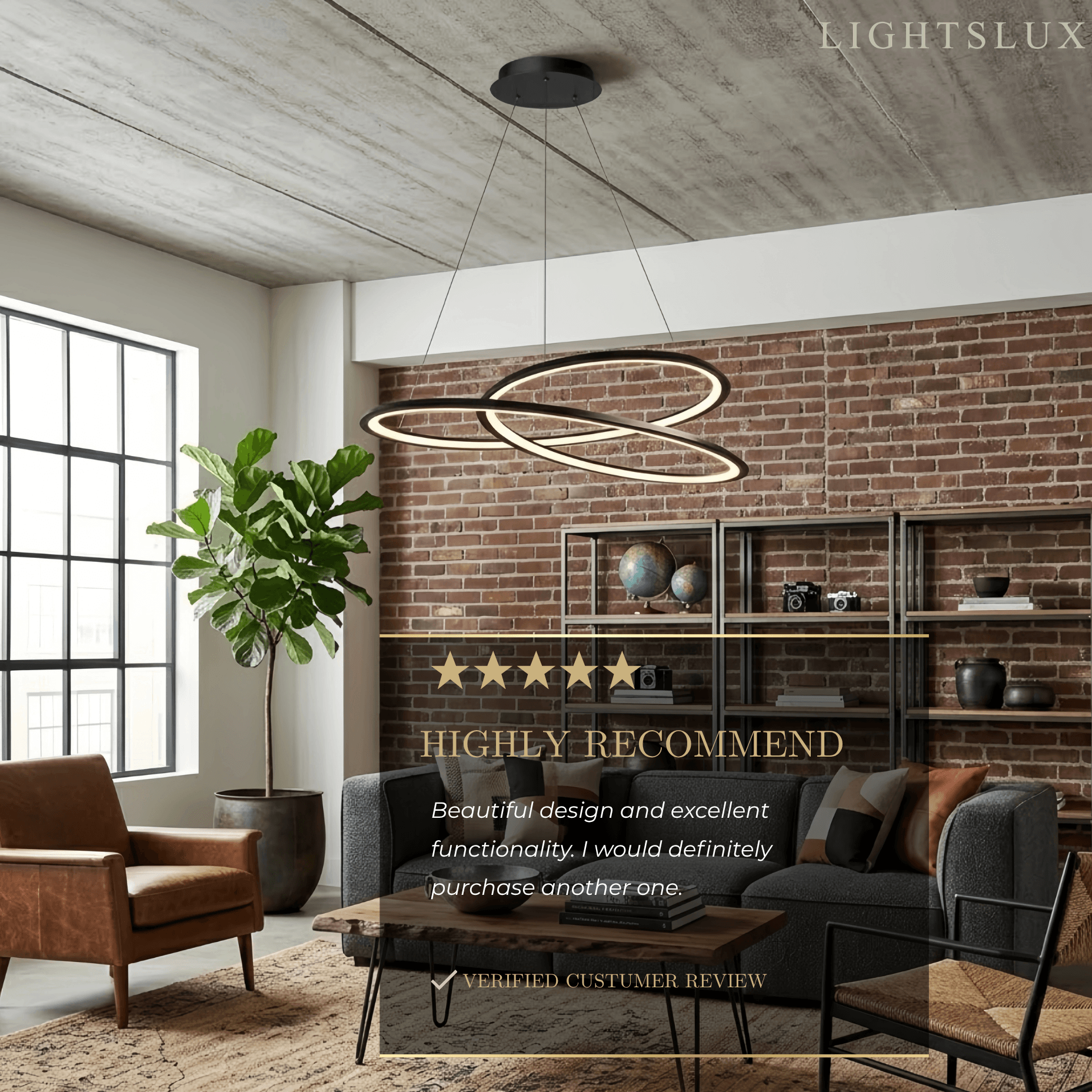 Nordic Swirl Chandelier – Black Metal Sculptural Design for Living Room / Dining Room - Flindria