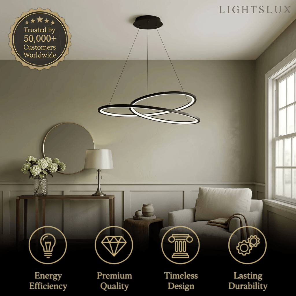 Nordic Swirl Chandelier – Black Metal Sculptural Design for Living Room / Dining Room - Flindria