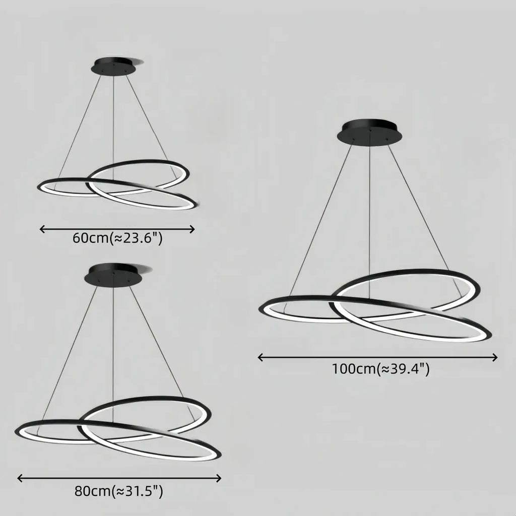 Nordic Swirl Chandelier – Black Metal Sculptural Design for Living Room / Dining Room - Flindria