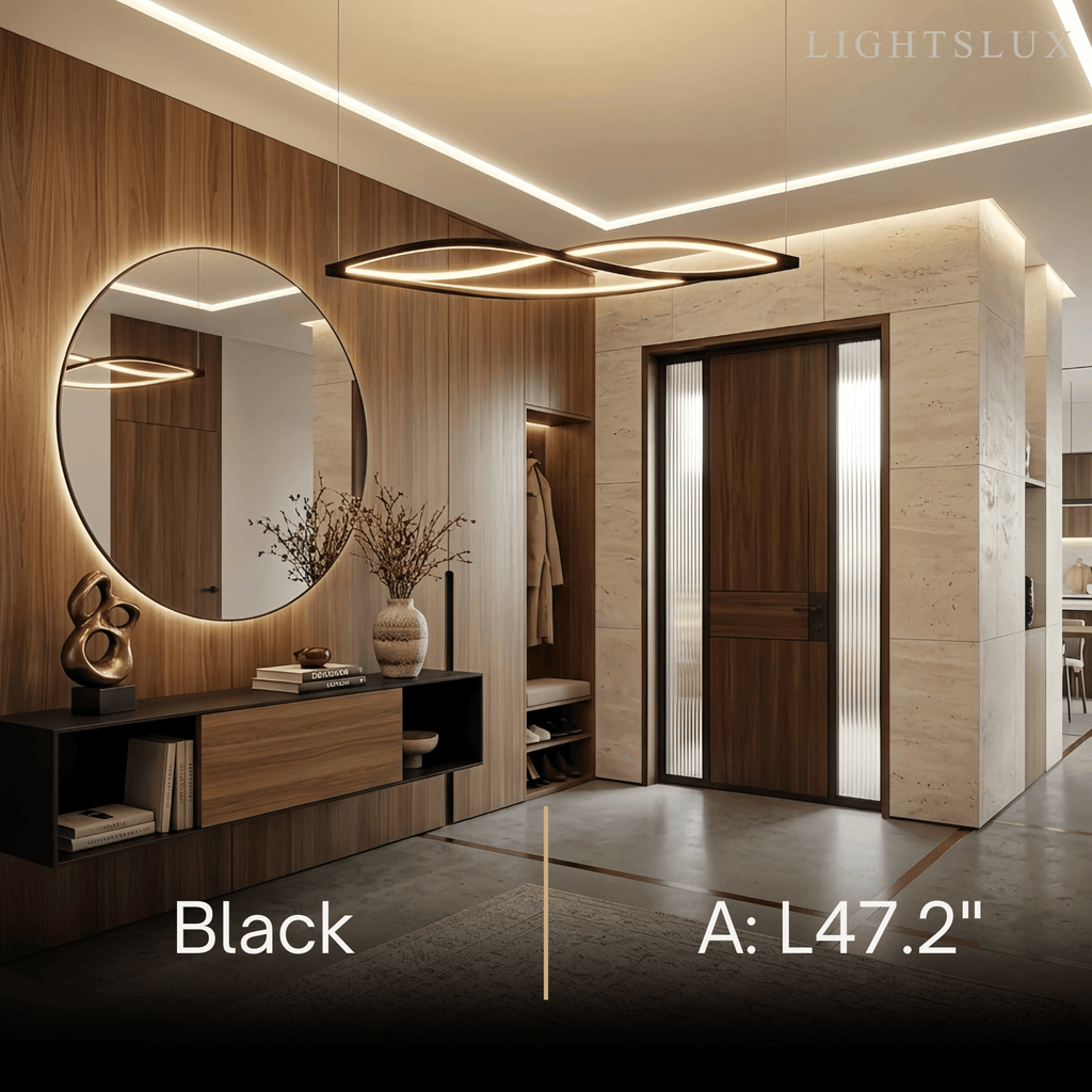 Art Deco Helix Pendant Light – Black/White Aluminum for Dining Room / Staircase - Flindria