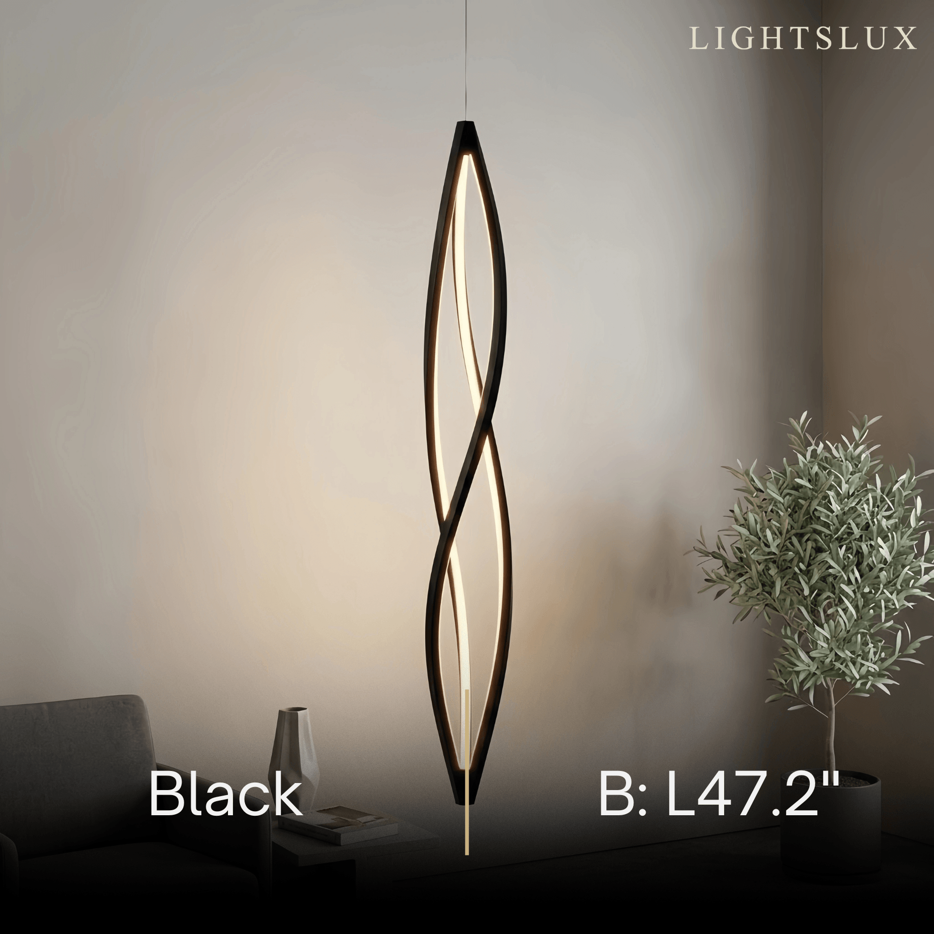 Art Deco Helix Pendant Light – Black/White Aluminum for Dining Room / Staircase - Flindria