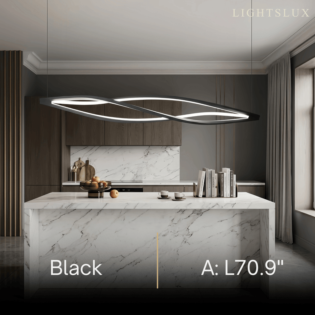 Art Deco Helix Pendant Light – Black/White Aluminum for Dining Room / Staircase - Flindria
