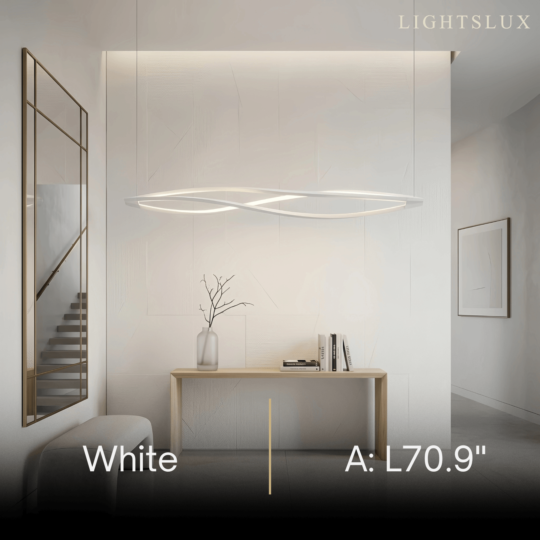 Art Deco Helix Pendant Light – Black/White Aluminum for Dining Room / Staircase - Flindria