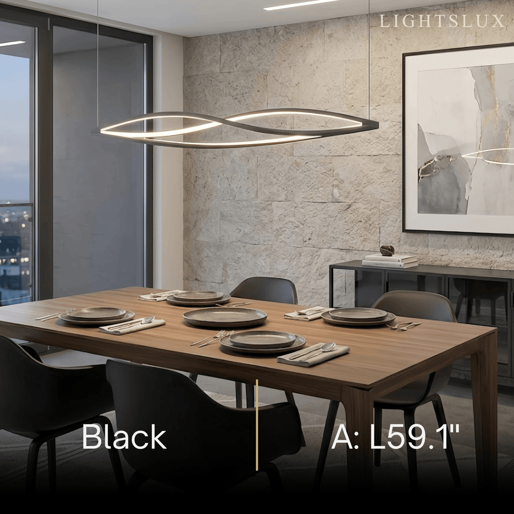 Art Deco Helix Pendant Light – Black/White Aluminum for Dining Room / Staircase - Flindria