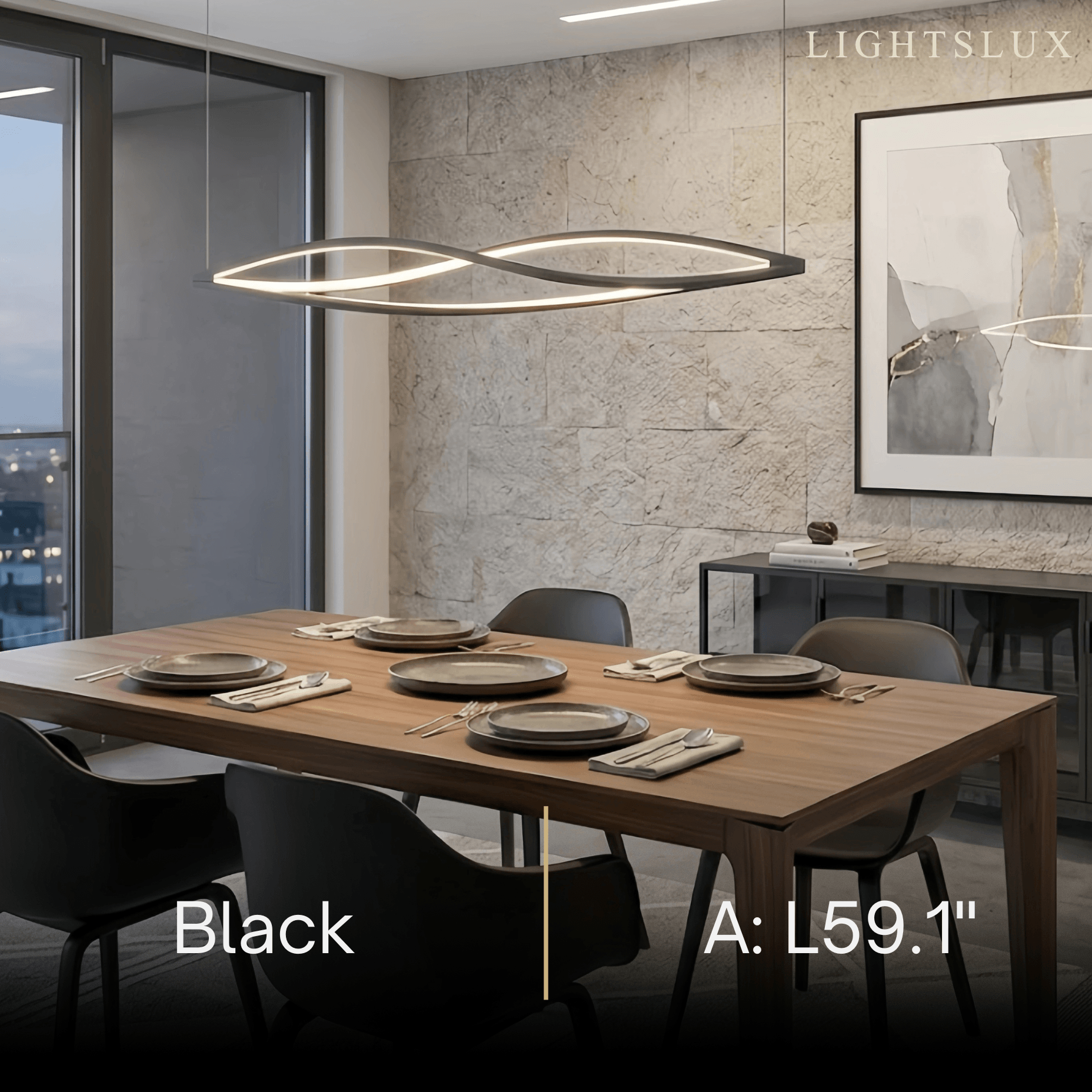 Art Deco Helix Pendant Light – Black/White Aluminum for Dining Room / Staircase - Flindria