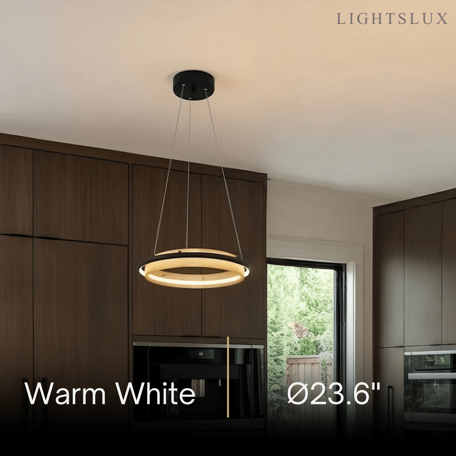 Post-Modern Ring Pendant Light – Black and Gold Metal for Dining Room / Living Room - Flindria
