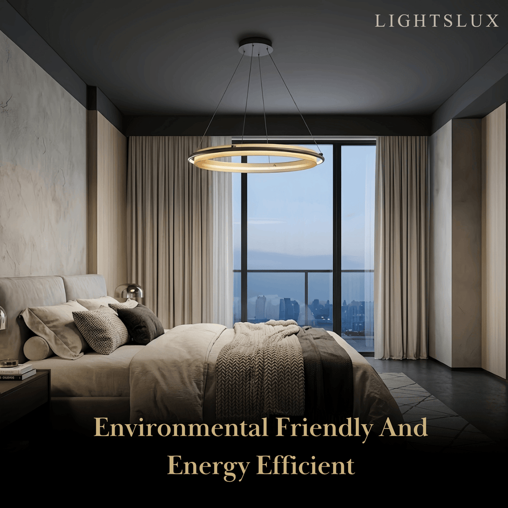 Post-Modern Ring Pendant Light – Black and Gold Metal for Dining Room / Living Room - Flindria