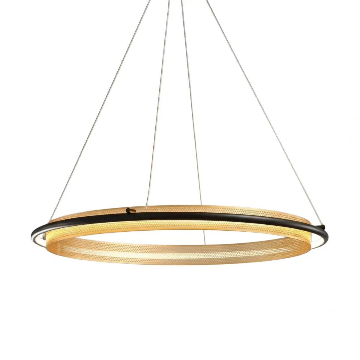 Post-Modern Ring Pendant Light – Black and Gold Metal for Dining Room / Living Room - Flindria