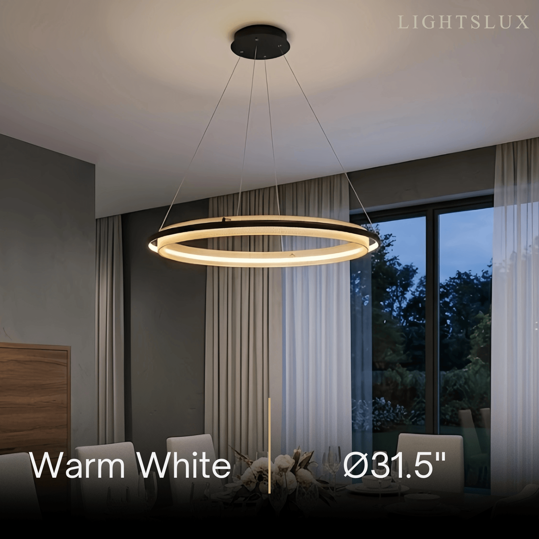 Post-Modern Ring Pendant Light – Black and Gold Metal for Dining Room / Living Room - Flindria