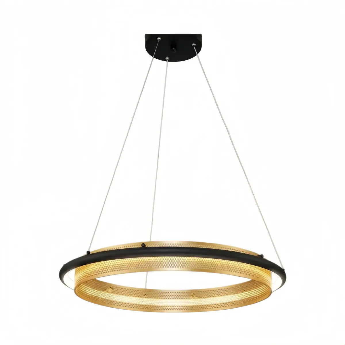 Post-Modern Ring Pendant Light – Black and Gold Metal for Dining Room / Living Room - Flindria