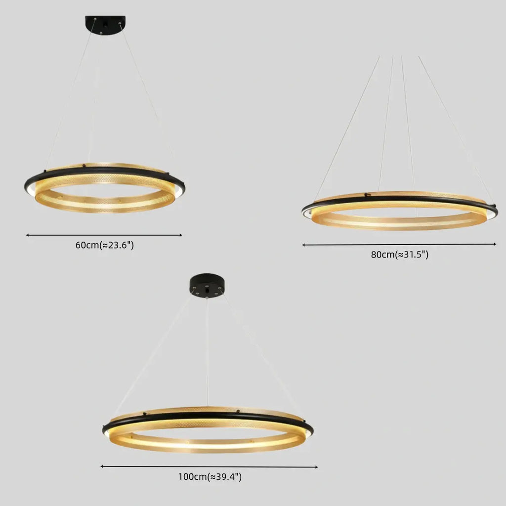 Post-Modern Ring Pendant Light – Black and Gold Metal for Dining Room / Living Room - Flindria
