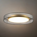 Art Deco Round Ceiling Light -- Black Metal & Fabric for Bedroom Living Room - Flindria