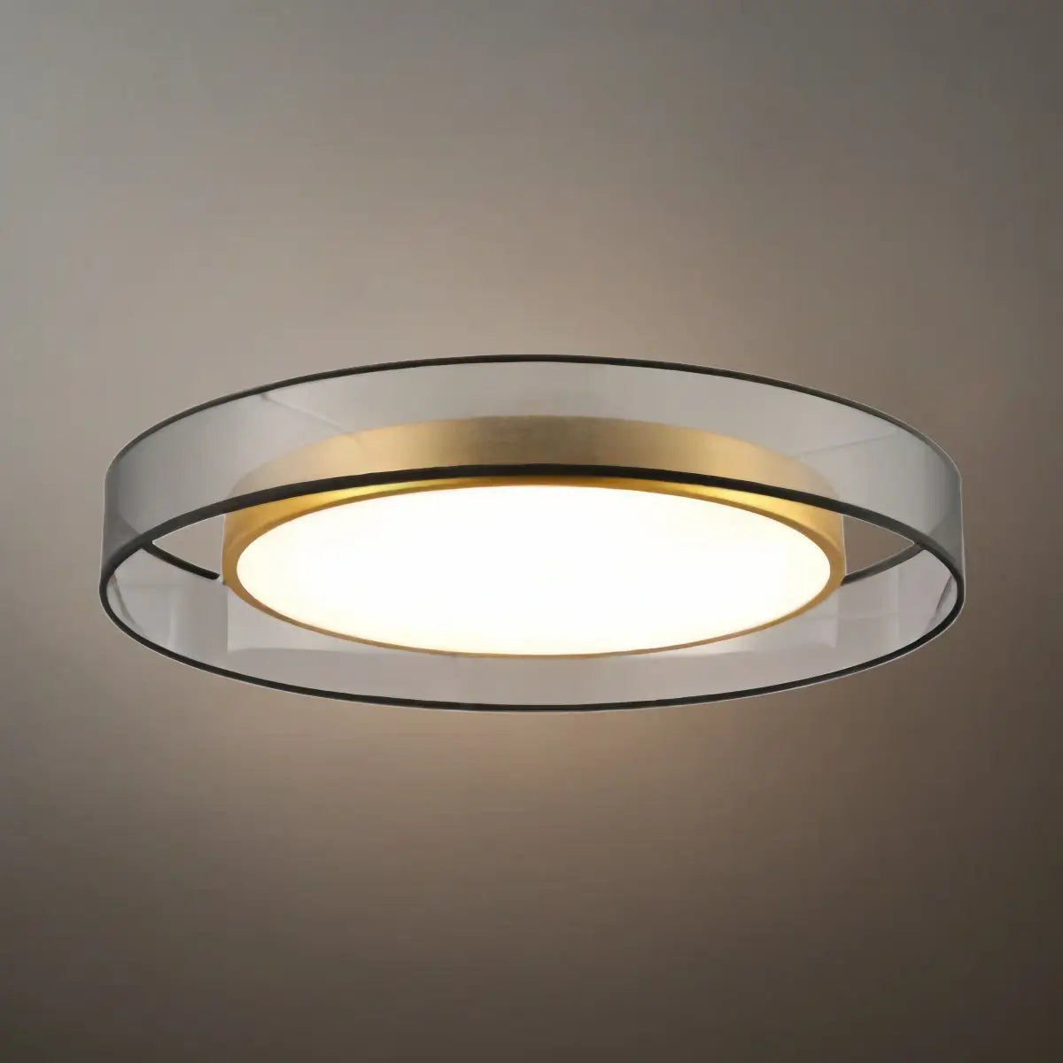 Art Deco Round Ceiling Light -- Black Metal & Fabric for Bedroom Living Room - Flindria