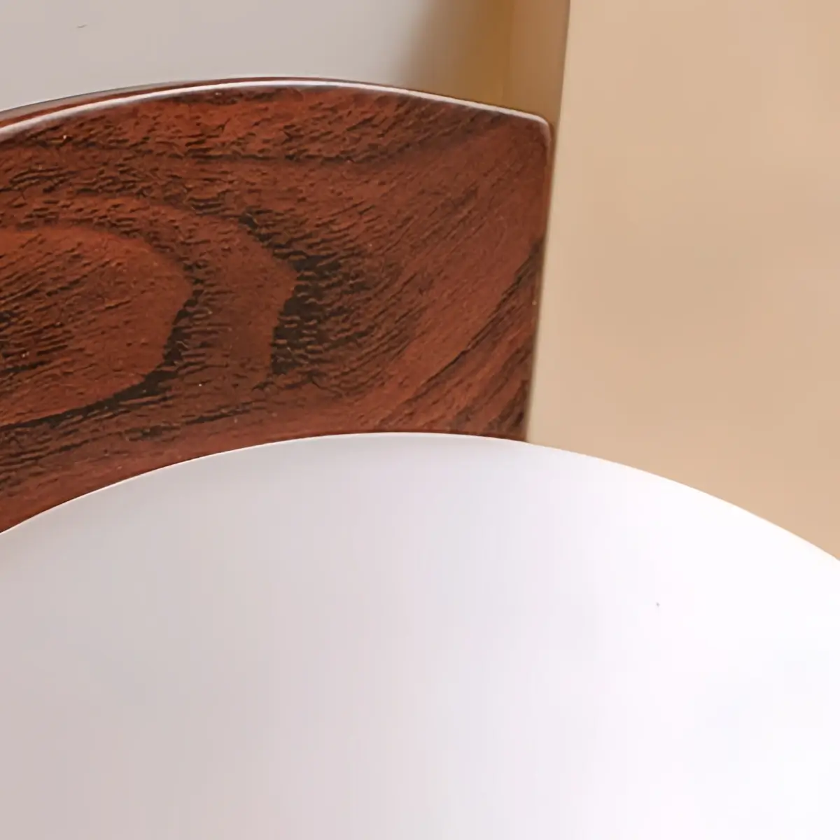 Modern Walnut Round Ceiling Light -- White Metal & Acrylic for Bedroom - Flindria