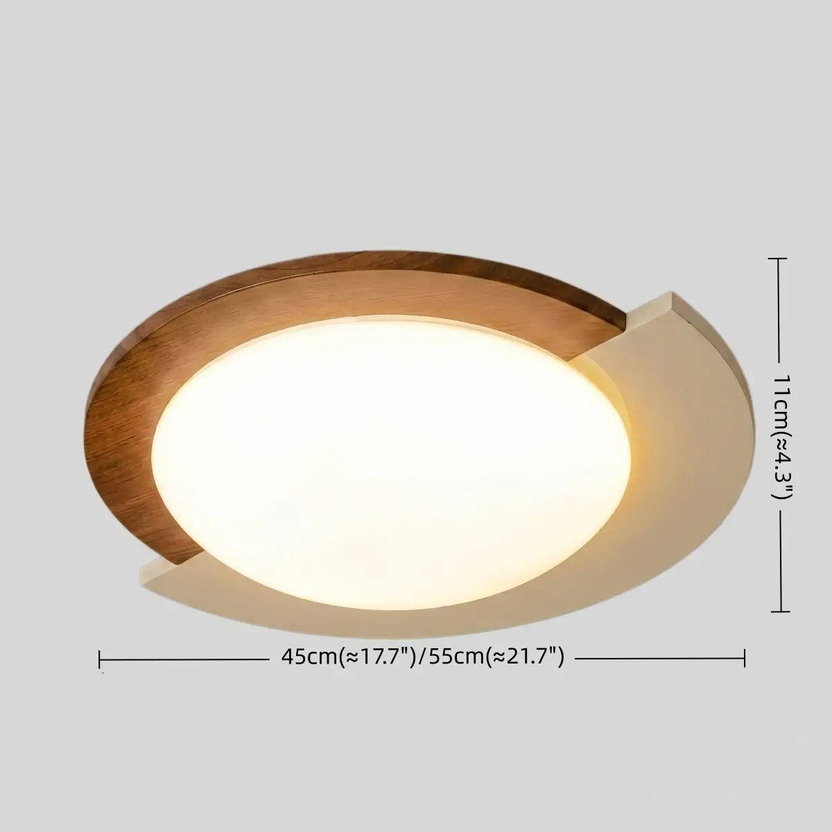 Modern Walnut Round Ceiling Light -- White Metal & Acrylic for Bedroom - Flindria