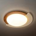 Modern Walnut Round Ceiling Light -- White Metal & Acrylic for Bedroom - Flindria