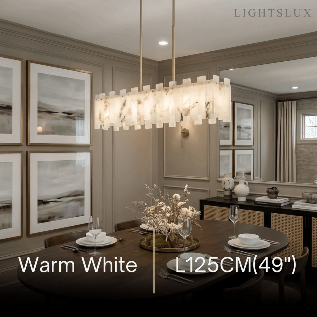 Art Deco Square Alabaster Chandelier – Hollow Frame Gold Pendant Light for Dining - Flindria