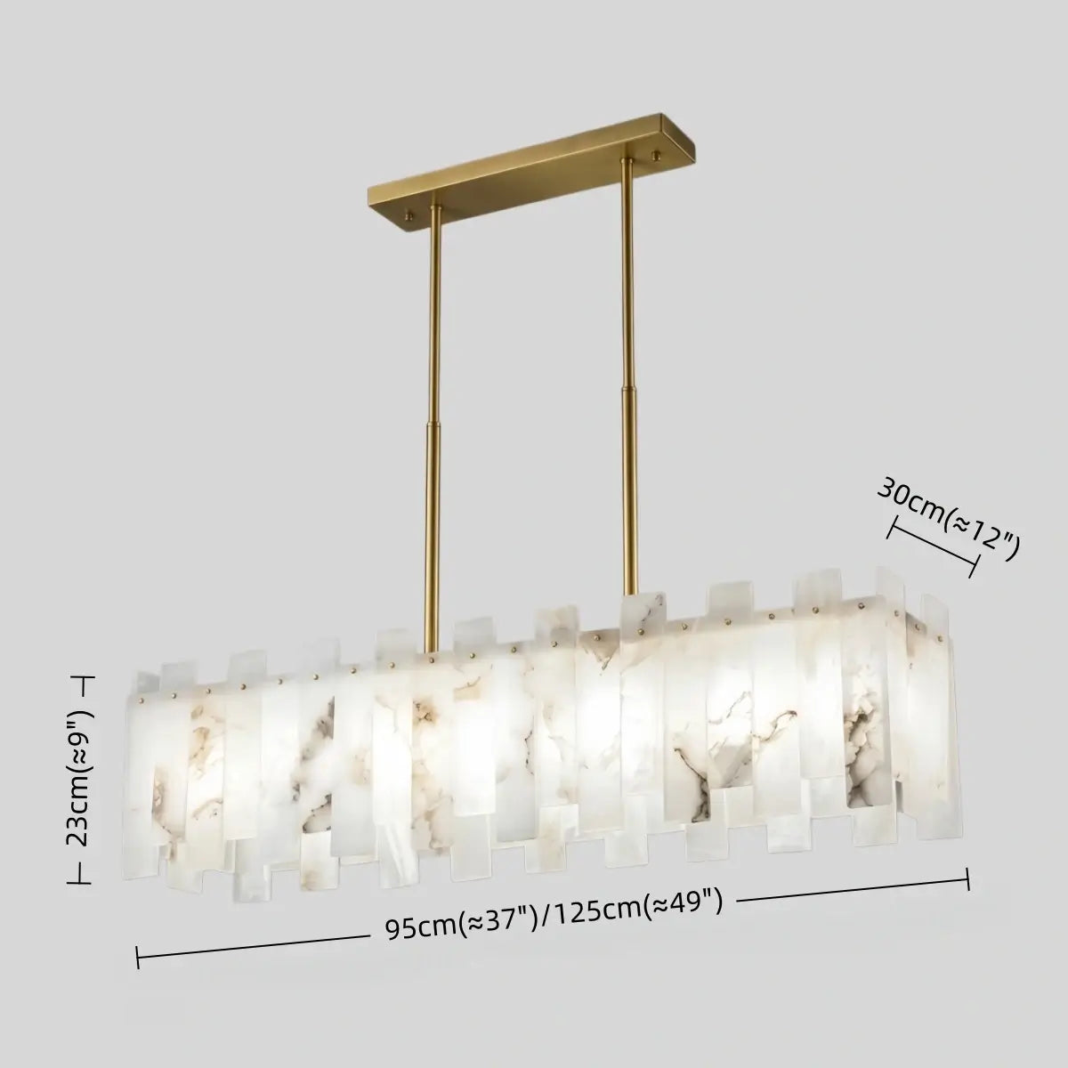 Art Deco Square Alabaster Chandelier – Hollow Frame Gold Pendant Light for Dining - Flindria