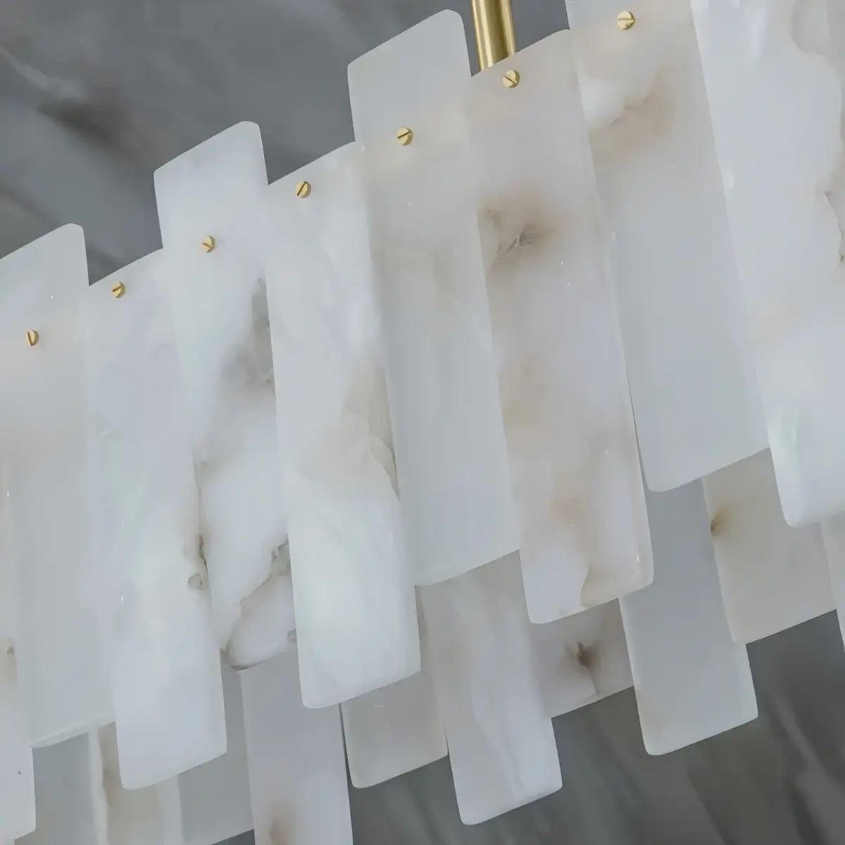 Art Deco Square Alabaster Chandelier – Hollow Frame Gold Pendant Light for Dining - Flindria
