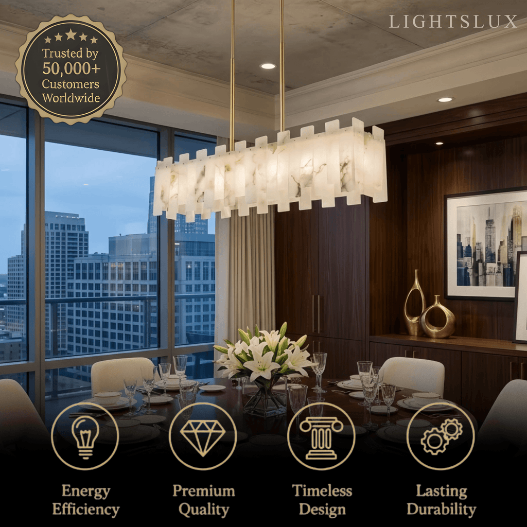 Art Deco Square Alabaster Chandelier – Hollow Frame Gold Pendant Light for Dining - Flindria