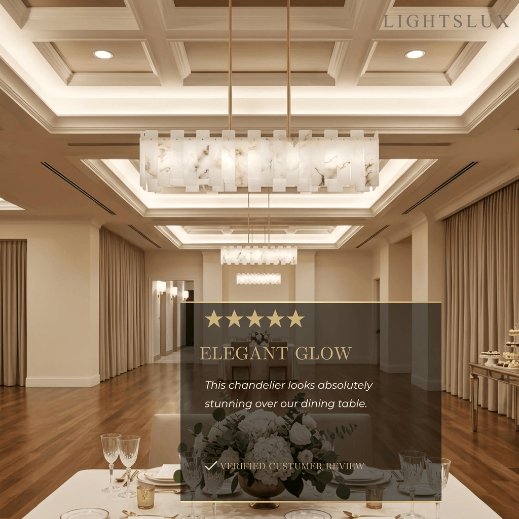 Art Deco Square Alabaster Chandelier – Hollow Frame Gold Pendant Light for Dining - Flindria