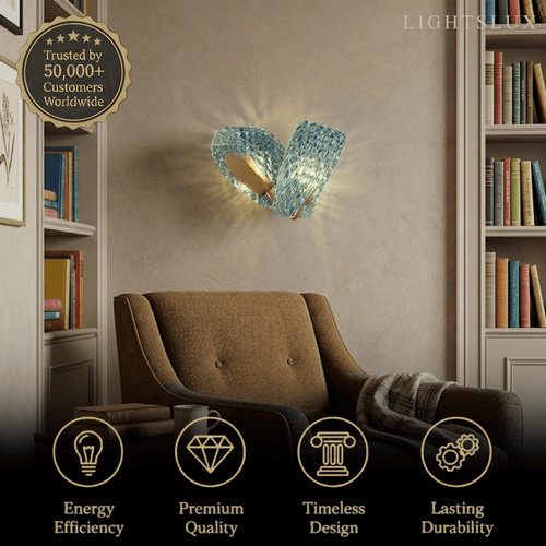 Lampă de perete Art Deco cu sticlă în formă de păun -- cadru auriu pentru dormitor și living - Flindria
