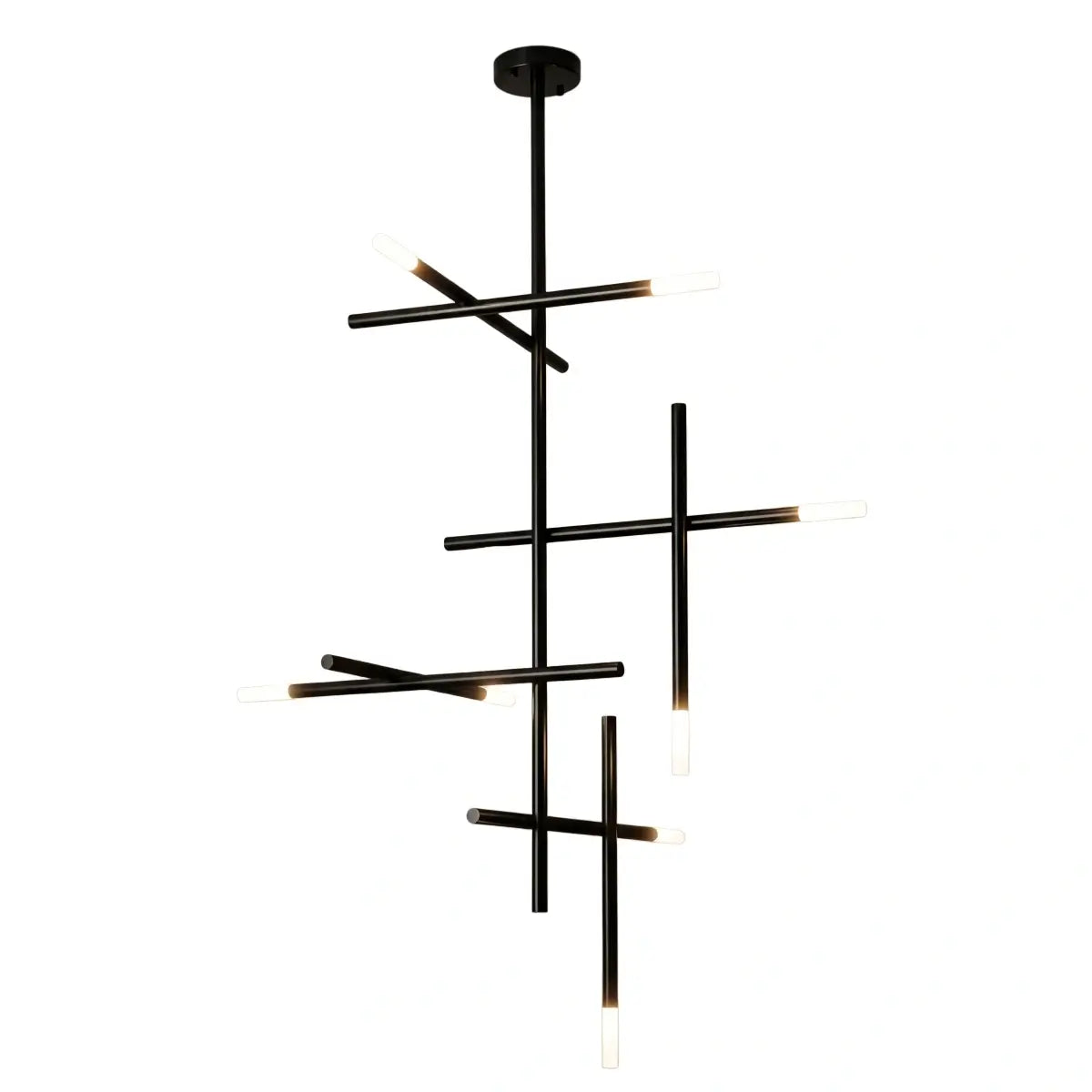 Modern Stick Chandelier -- Metal Gold or Black for Living Room Dining Room - Flindria