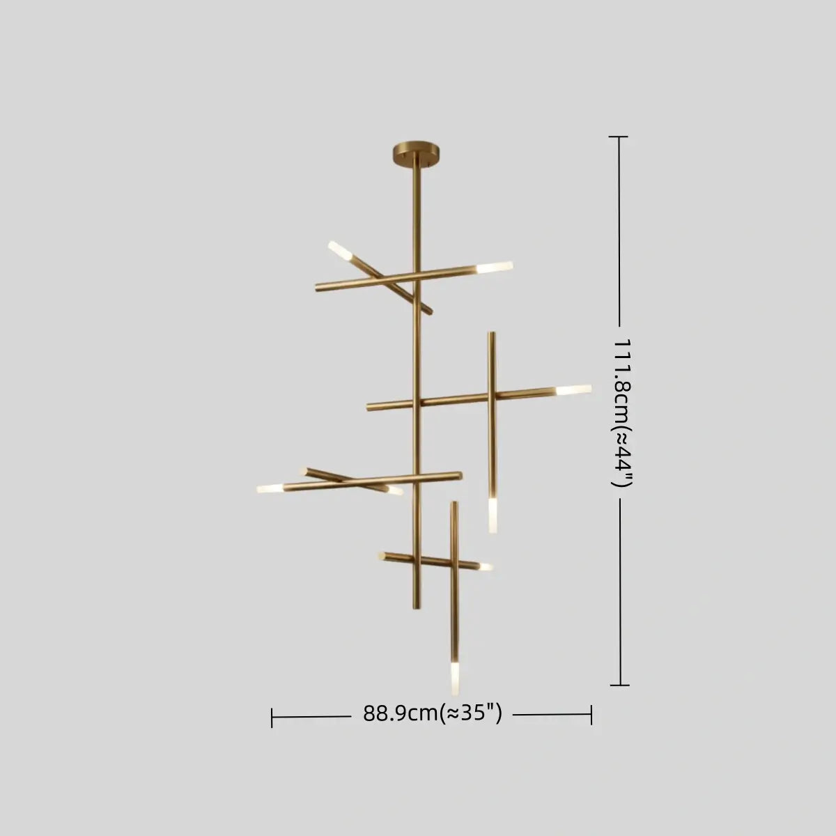 Modern Stick Chandelier -- Metal Gold or Black for Living Room Dining Room - Flindria