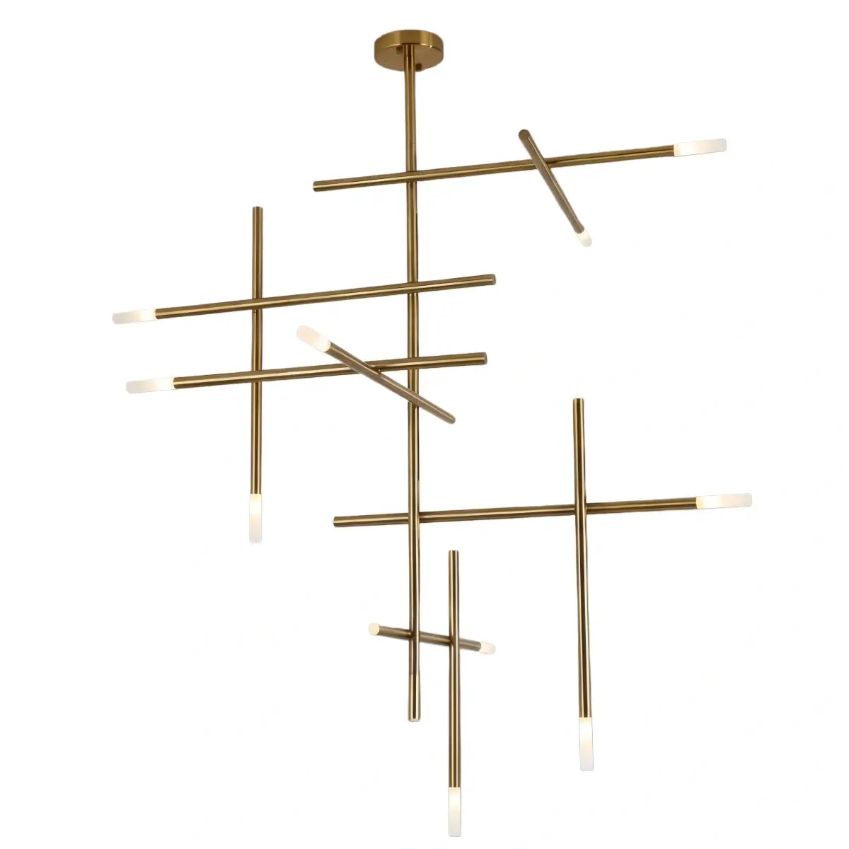 Modern Stick Chandelier -- Metal Gold or Black for Living Room Dining Room - Flindria