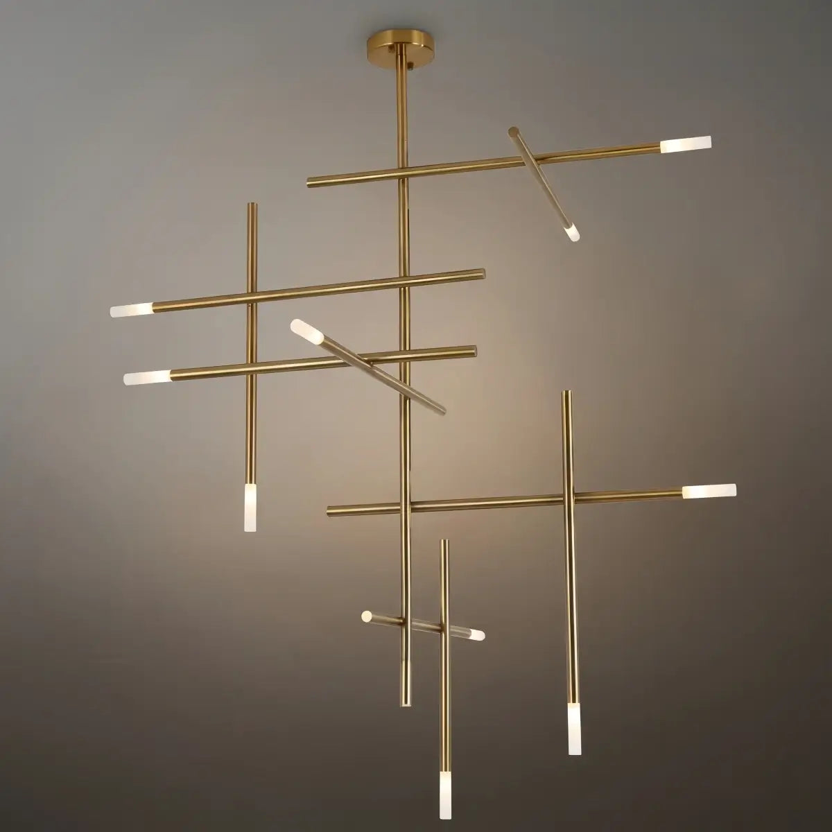 Modern Stick Chandelier -- Metal Gold or Black for Living Room Dining Room - Flindria
