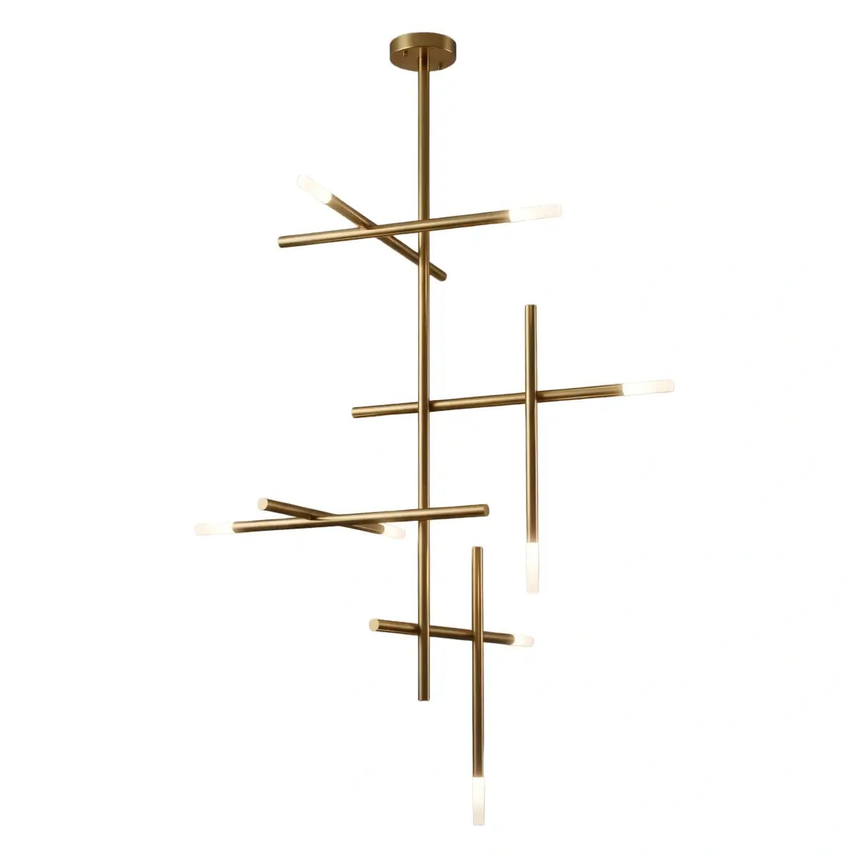 Modern Stick Chandelier -- Metal Gold or Black for Living Room Dining Room - Flindria
