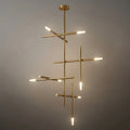 Modern Stick Chandelier -- Metal Gold or Black for Living Room Dining Room - Flindria
