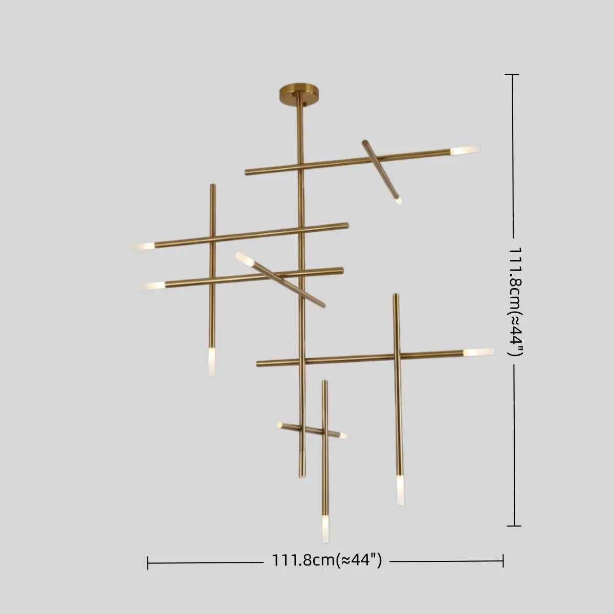 Modern Stick Chandelier -- Metal Gold or Black for Living Room Dining Room - Flindria