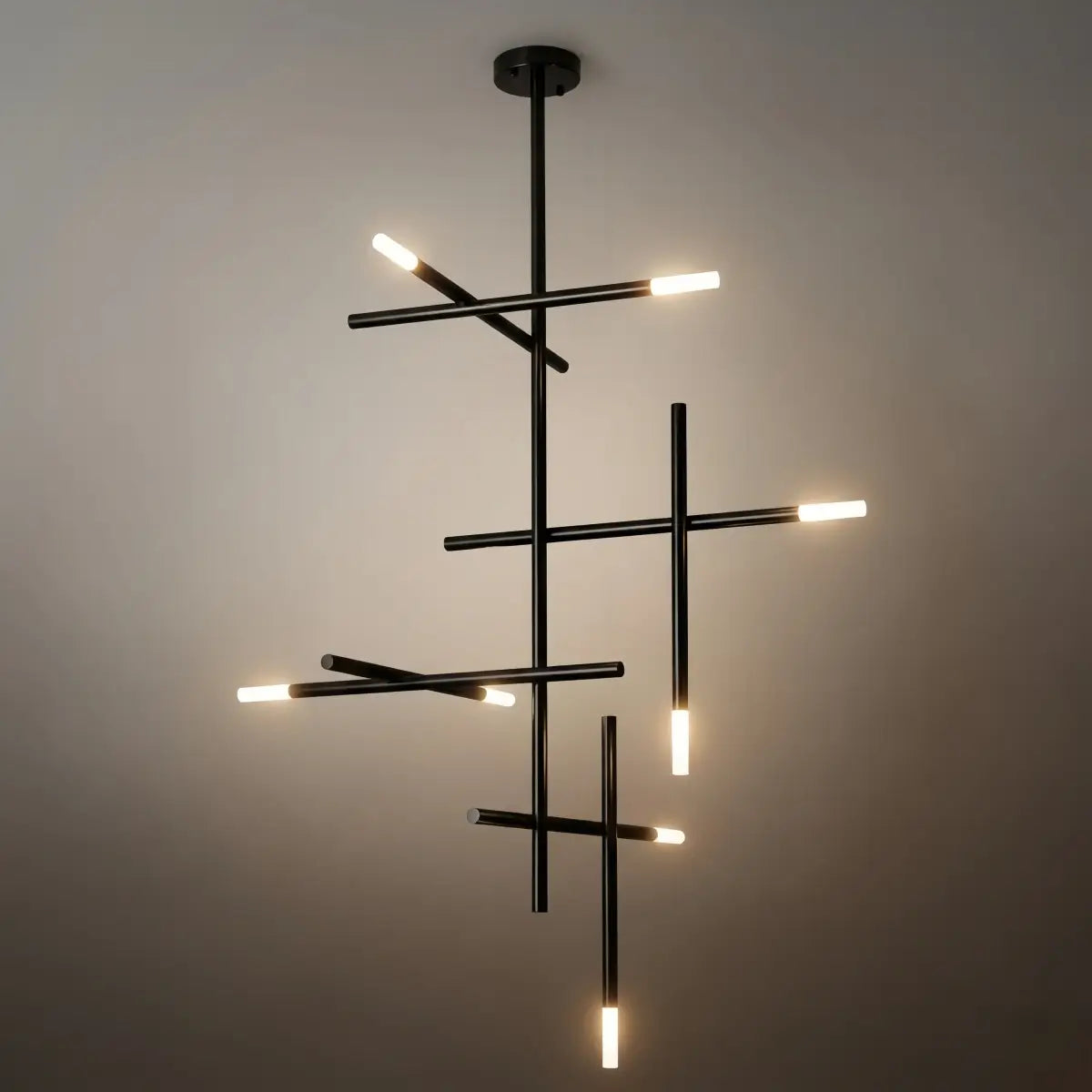 Modern Stick Chandelier -- Metal Gold or Black for Living Room Dining Room - Flindria