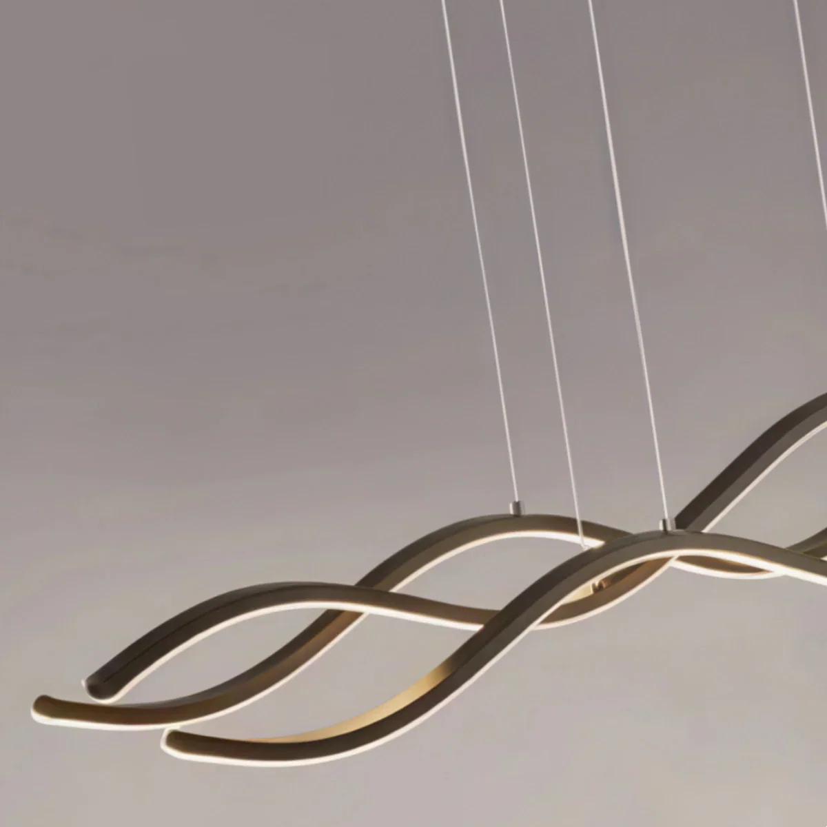 Modern Wavy Pendant Light -- Acrylic & Metal Black/White/Gold for Kitchen Island - Flindria