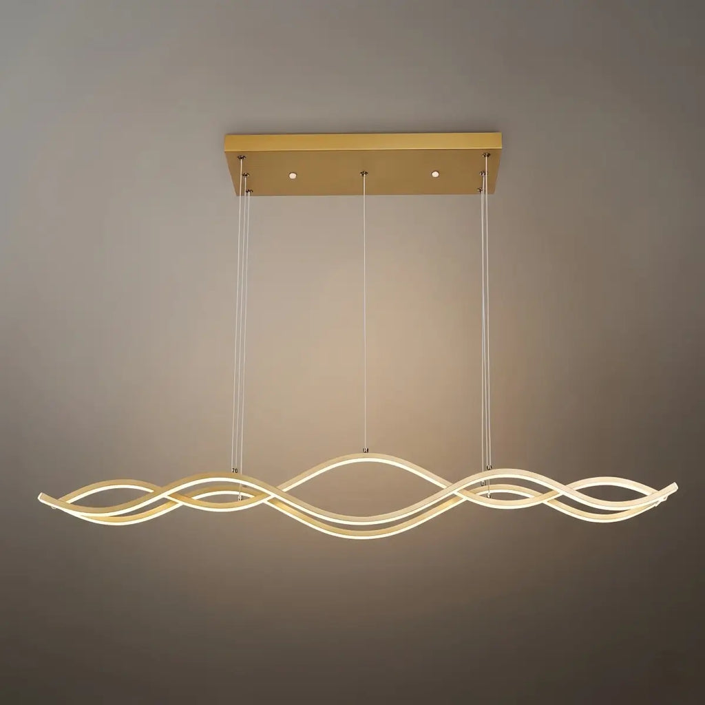 Modern Wavy Pendant Light -- Acrylic & Metal Black/White/Gold for Kitchen Island - Flindria