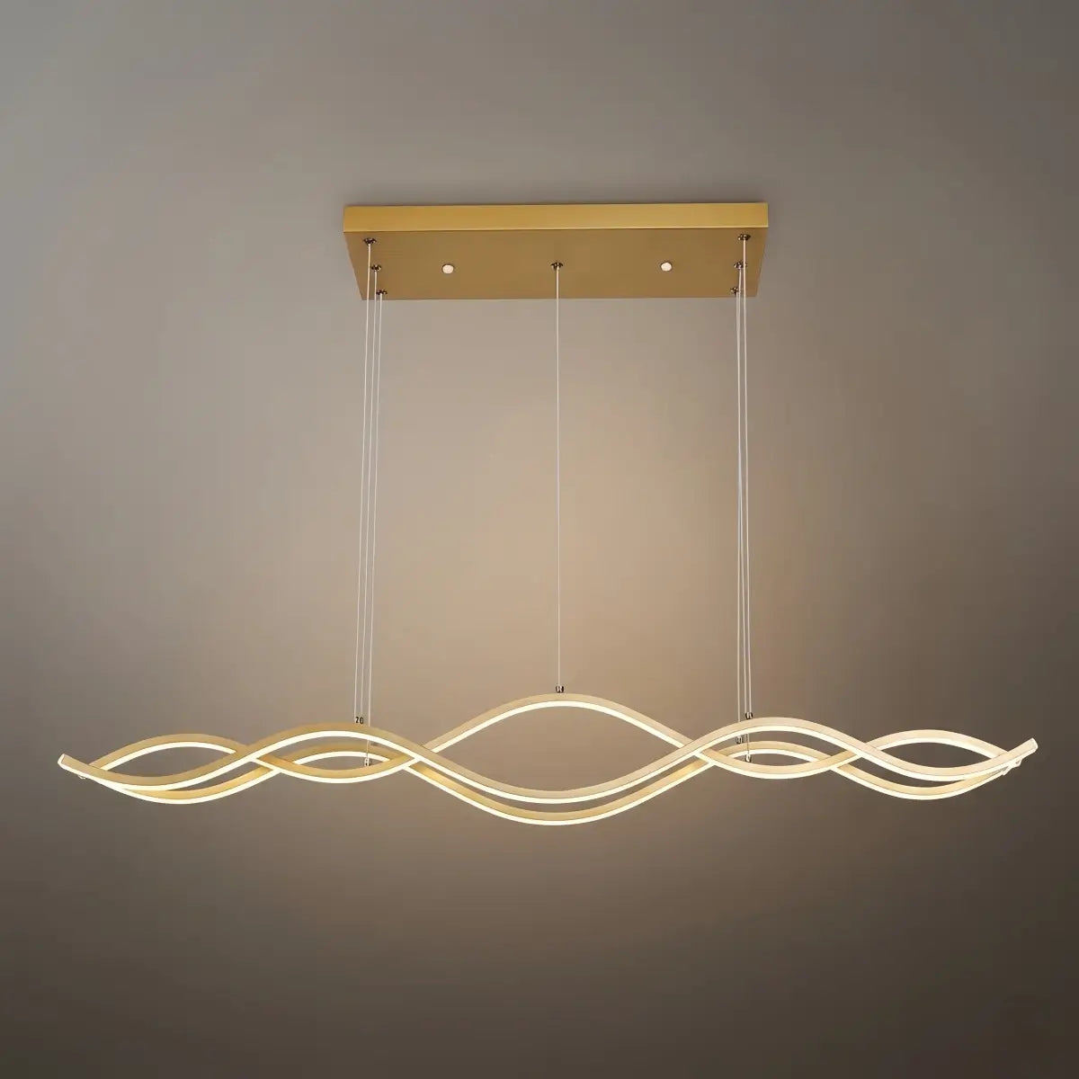 Modern Wavy Pendant Light -- Acrylic & Metal Black/White/Gold for Kitchen Island - Flindria