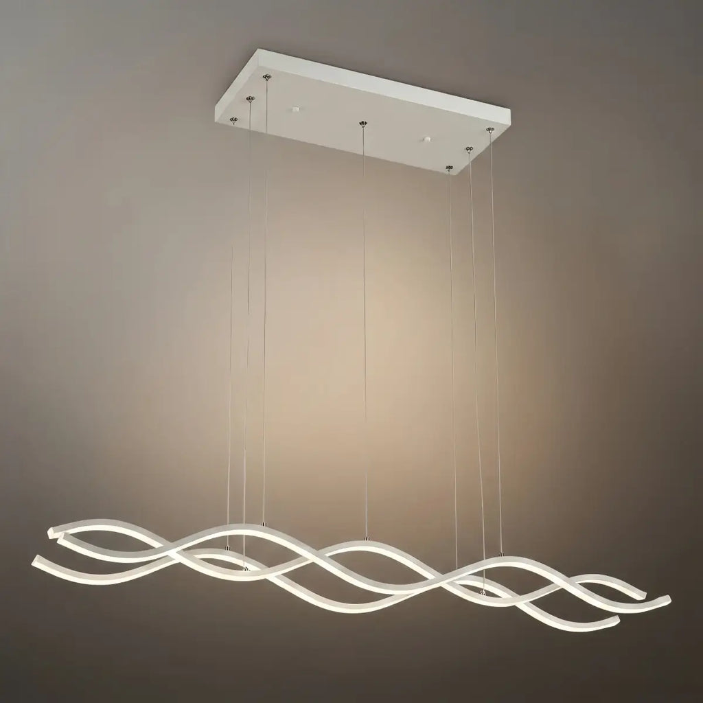 Modern Wavy Pendant Light -- Acrylic & Metal Black/White/Gold for Kitchen Island - Flindria