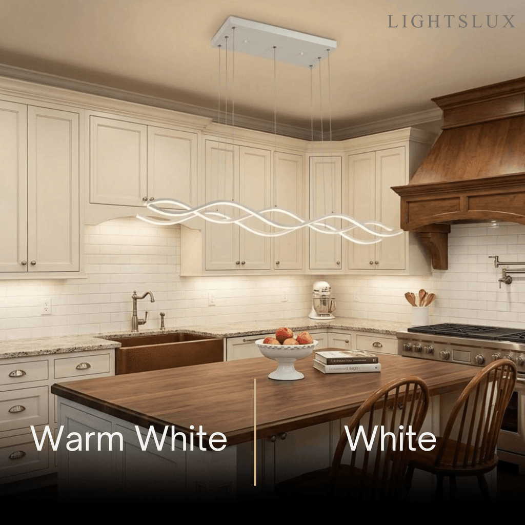 Modern Wavy Pendant Light -- Acrylic & Metal Black/White/Gold for Kitchen Island - Flindria